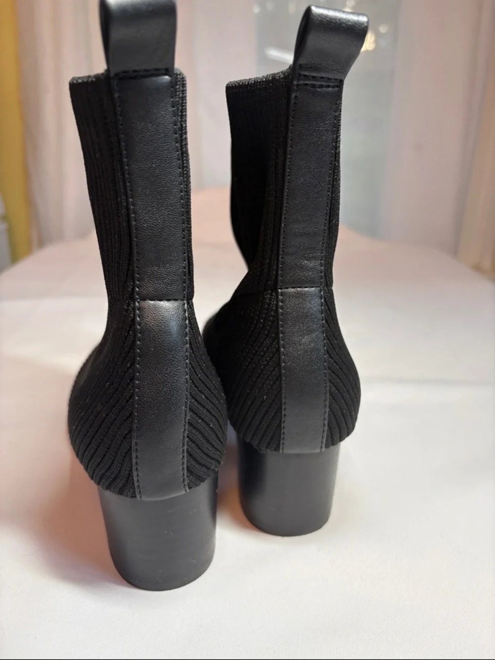 Joie Black Textile Ribbed Knit Ankle Boots Size 7.5